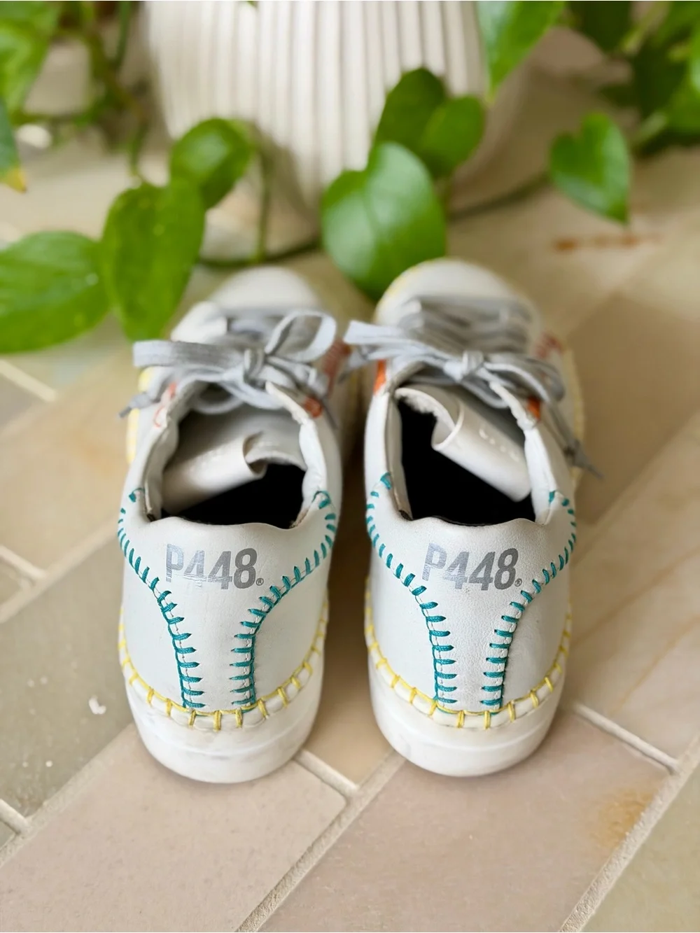 P448 Women's Thea Whip Stitch Low Top Platform Sneakers - 36 - Picture 9 of 13